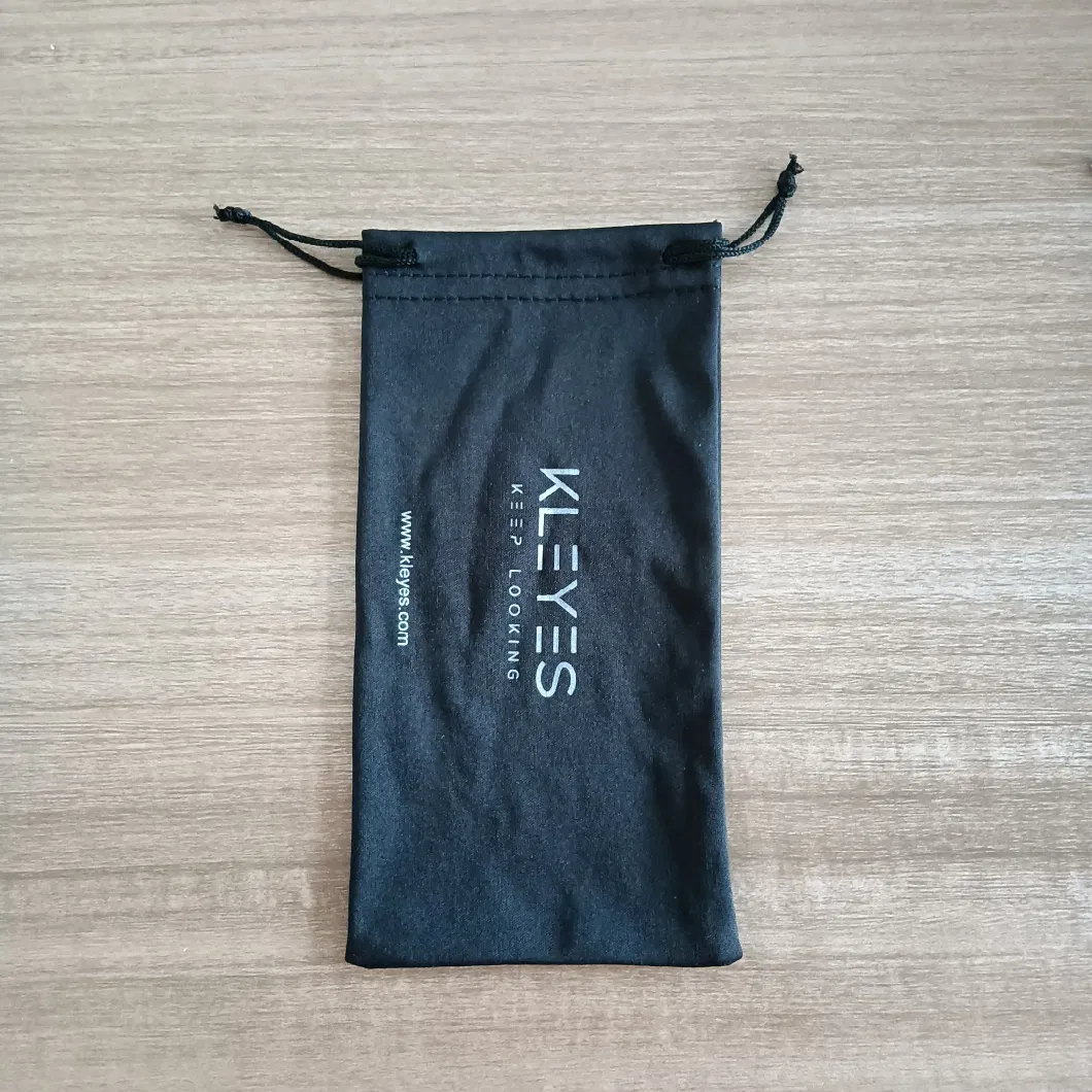 Custom Logo Drawstring Glasses Bag Pouch Soft Black Microfiber Sunglasses Pouch