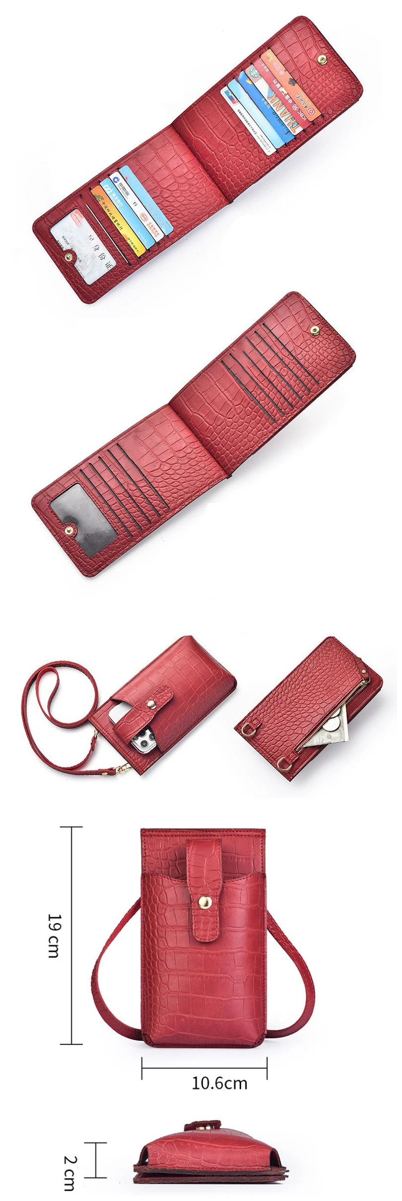 Customized Logo Designer Women Lady Card Holder Classic Purse Phone Bag Wallet