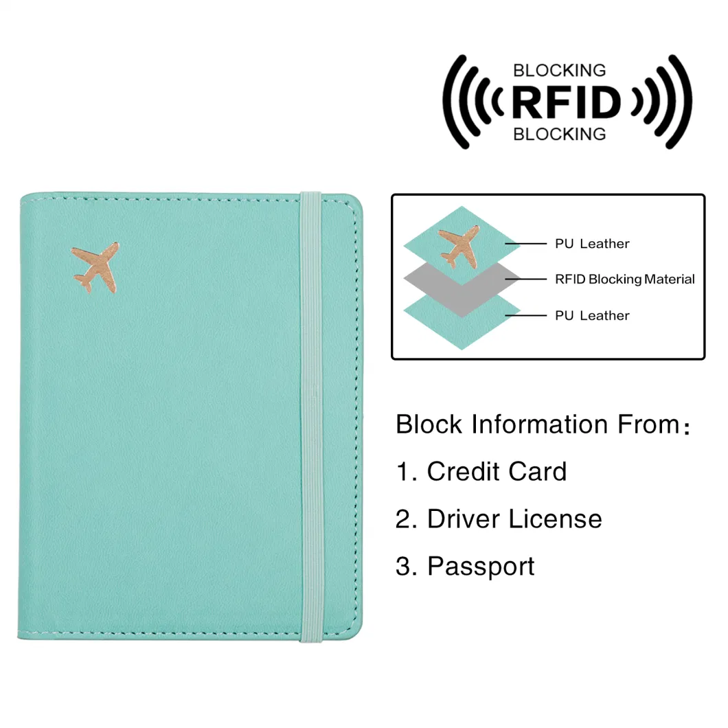 PU Portable ID Bank Card Passport Holder Custom Hot Multifunctional RFID Blocking