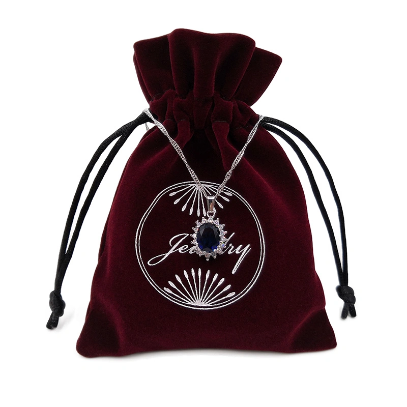 Custom Logo Necklace Jewelry Pouches Velvet Drawstring Pouch Fashion Bags
