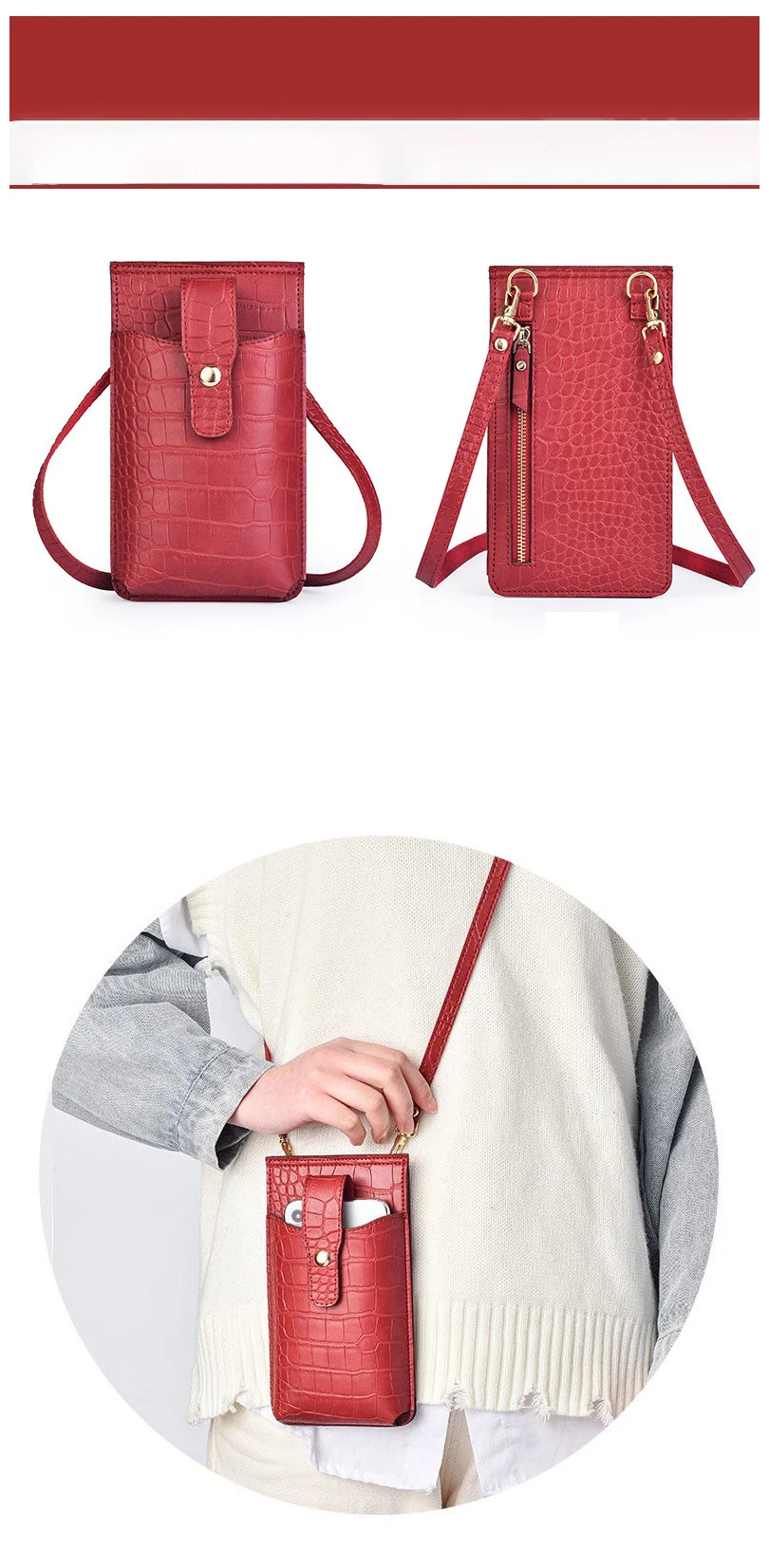Customized Logo Designer Women Lady Card Holder Classic Purse Phone Bag Wallet